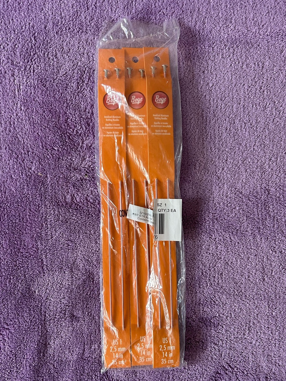 Single Point Aluminum Knitting Needles 10 -Size 1/2.25mm New Lot of 3 Pairs USA